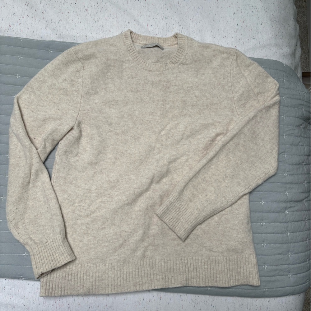 Everlane Men’s 100% Wool Beige Crew Neck Sweater, Size Medium (very soft!)